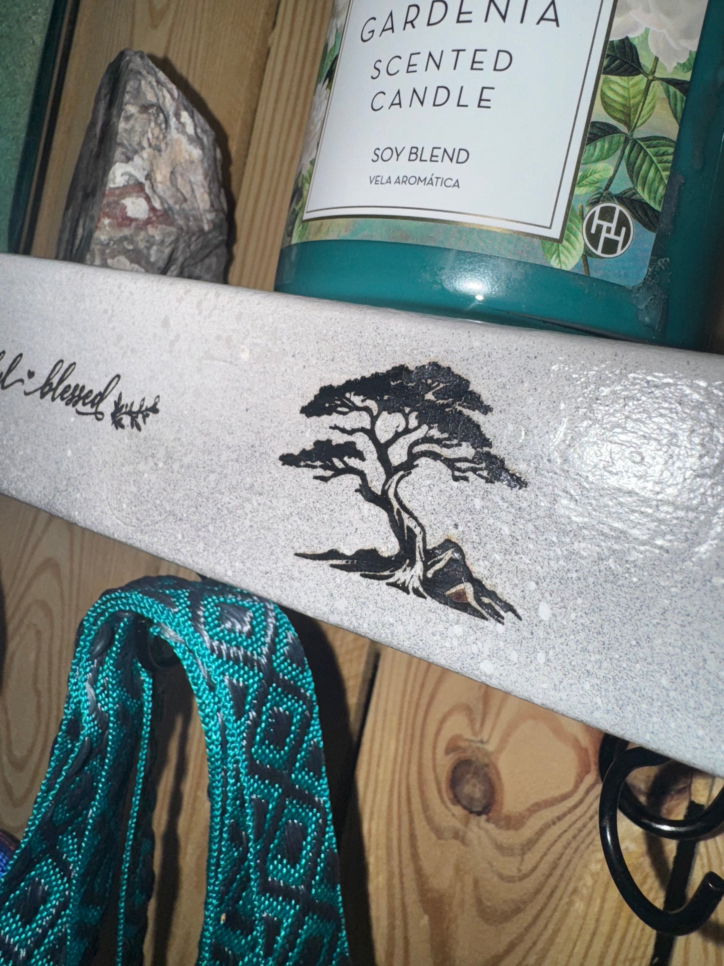 Grateful, Thankful, Blessed Floating Shelf (Stone Look Style Of Paint) 1 of 1