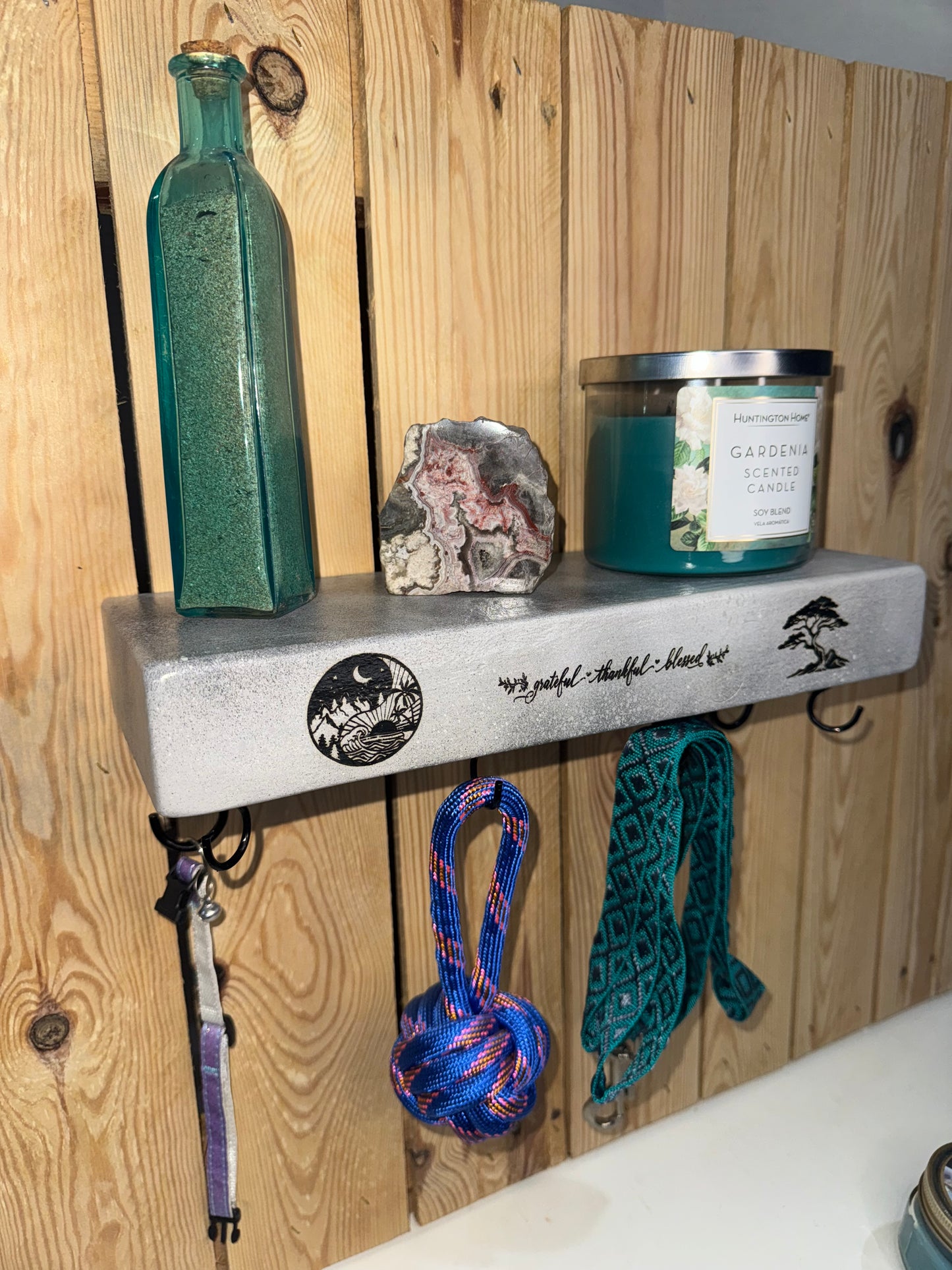 Grateful, Thankful, Blessed Floating Shelf (Stone Look Style Of Paint) 1 of 1