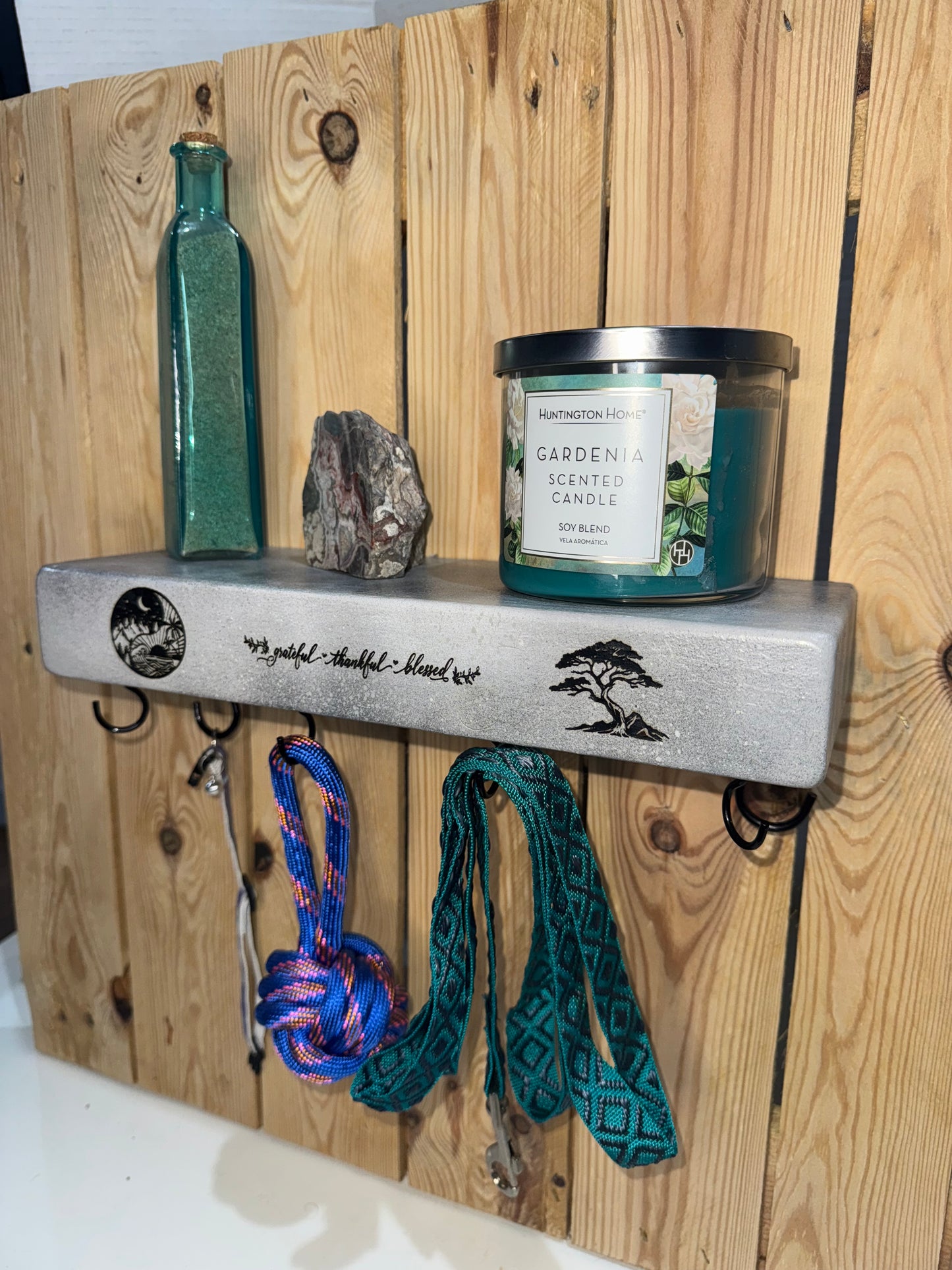 Grateful, Thankful, Blessed Floating Shelf (Stone Look Style Of Paint) 1 of 1