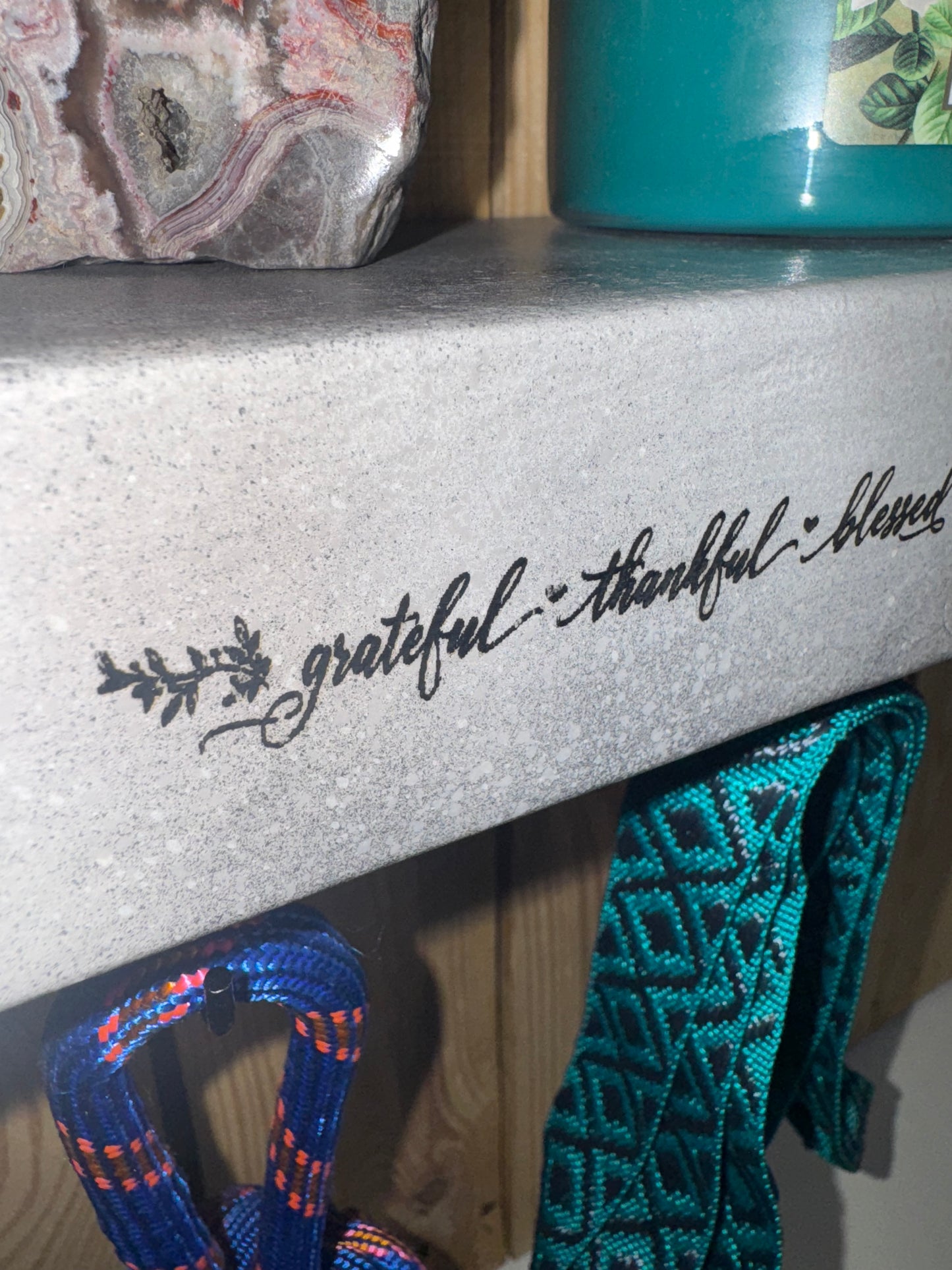 Grateful, Thankful, Blessed Floating Shelf (Stone Look Style Of Paint) 1 of 1