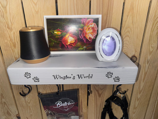 Personalize Your Own Floating Dog Shelf (message me to choose the words, the 2 pictures, and the colors you want)